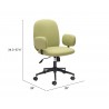 Zuo Modern Lionel Office Chair in Olive Green - Dimension Sheet