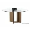 Sunpan Denver Dining Table Base - Round - Angled with Decor - Sunpan Denver Dining Table Base - Round - Angled with Decor