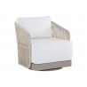 Sunpan Allariz Swivel Armchair in Greige and Stinson White - Angled