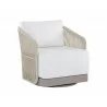Sunpan Allariz Swivel Armchair in Greige and Stinson White - Angled - Sunpan Allariz Swivel Armchair in Greige and Stinson White - Angled