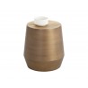 Sunpan Creed Side Table In Antique Gold - Front with Decor
