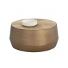 Sunpan Creed Coffee Table In Antique Gold - Front Angle with Decor