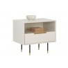  Sunpan Danbury Nightstand in Modern Cream - Angled with Decor