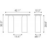 Zuo Modern Luxor Console Table in Multicolor - Dimension Sheet