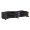 Sunpan Danbury Media Console And Cabinet In Slate Navy - Angled wit hOpened Drawer