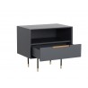  Sunpan Danbury Nightstand in Slate Navy - Angled with Opened Drawer