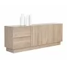 Sunpan Althea Sideboard in Light Oak - Angled with Decor - Sunpan Althea Sideboard in Light Oak - Angled with Decor