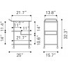 Zuo Modern Constanza Bar Cart in Black - Dimension Sheet
