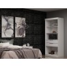 Manhattan Comfort Mulberry Open 1 Sectional Modern Armoire Wardrobe Closet with 2 Drawers in White