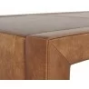 Sunpan Barella Coffee Table in Cognac Leather - Edge Close-up - Sunpan Barella Coffee Table in Cognac Leather - Edge Close-up