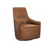 Sunpan Carmine Swivel Lounge Chair In Cognac Leather - Angled