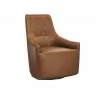 Sunpan Carmine Swivel Lounge Chair In Cognac Leather - Angled - Sunpan Carmine Swivel Lounge Chair In Cognac Leather - Angled