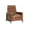 Sunpan Brandon Recliner in Shalimar Tobacco Leather - Angled - Sunpan Brandon Recliner in Shalimar Tobacco Leather - Angled