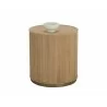 Sunpan Kalla Side Table in Rustic Oak - Front Angle with Decor - Sunpan Kalla Side Table in Rustic Oak - Front Angle with Decor
