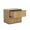 Sunpan Kalla Nightstand, Rustic Oak - Front Side Opened Angle - Sunpan Kalla Nightstand, Rustic Oak - Front Side Opened Angle