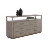 Sunpan Danette Dresser, Grey - Front Side Angle with Decor