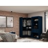 Manhattan Comfort Mulberry Open 2 Sectional Modern Corner Wardrobe Closet with 2 Drawers- Set of 2 in Tatiana Midnight Blue 
