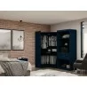Manhattan Comfort Mulberry Open 2 Sectional Modern Corner Wardrobe Closet with 2 Drawers- Set of 2 in Tatiana Midnight Blue  - Manhattan Comfort Mulberry Open 2 Sectional Modern Corner Wardrobe Closet with 2 Drawers- Set of 2 in Tatiana Midnight Blue 