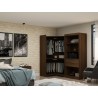 Manhattan Comfort Mulberry Open 2 Sectional Modern Corner Wardrobe Closet with 2 Drawers- Set of 2 in Brown
