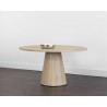 Sunpan Elina Dining Table Round Light Oak - Front Side with Decor