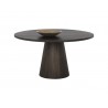 Sunpan Elina Dining Table Round Brown Oak - Front Side with Decor