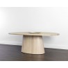 Sunpan Elina Dining Table - Oval Light Oak 84" - Front Side Angle with Decor