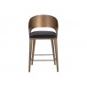 Sunpan Dezirae Counter stool Antique Brass - Charcoal Black Leather Front