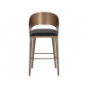 Sunpan Dezirae Barstool - Antique Brass - Charcoal Black Leather Front