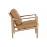 Sunpan Gilmore Lounge Chair Light Oak - Sahara Camel Leather - Side Angle