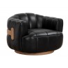 Sunpan Tadeo Swivel Lounge Chair  Rustic Oak - Vintage Black Night Leather