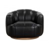 Sunpan Tadeo Swivel Lounge Chair Front Rustic Oak - Vintage Black Night Leather