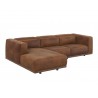 Sunpan Beau Sofa Chaise - LAFSunpan Beau Sofa Chaise - LAF-Aged Cognac Leather - Front Side View