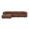 Sunpan Beau Sofa Chaise - LAF-Aged Cognac Leather - Front Angle
