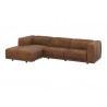 Sunpan Beau Sofa Chaise - LAF-Aged Cognac Leather - Front Side Angle