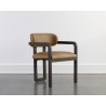 Sunpan Madrone Dining Armchair Brown - Ludlow Sesame Leather - Front Side Angle