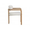 Sunpan Madrone Dining Armchair Rustic Oak - Heather Ivory Tweed - Side Angle