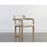 Sunpan Madrone Dining Armchair Rustic Oak - Heather Ivory Tweed - Front Side Angle
