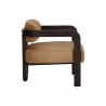 Sunpan Madrone Lounge Chair Front Brown - Ludlow Sesame Leather - Side Angle