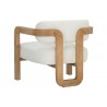 Sunpan Madrone Lounge Chair Front Rustic Oak - Heather Ivory Tweed - Back Side Angle