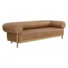 Sunpan Bromley Sofa -Rrustic Oak Ludlow Sesame Leather - Front Side Angle