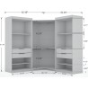 Manhattan Comfort Mulberry Open 3 Sectional Modern Wardrobe Corner Closet with 4 Drawers - Set of 3 in White