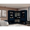 Manhattan Comfort Mulberry Open 3 Sectional Modern Wardrobe Corner Closet with 4 Drawers - Set of 3 in Tatiana Midnight Blue 