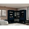 Manhattan Comfort Mulberry Open 3 Sectional Modern Wardrobe Corner Closet with 4 Drawers - Set of 3 in Tatiana Midnight Blue  - Manhattan Comfort Mulberry Open 3 Sectional Modern Wardrobe Corner Closet with 4 Drawers - Set of 3 in Tatiana Midnight Blue 