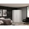 Manhattan Comfort Mulberry 2.0 Modern Corner Wardrobe Closet with 2 Hanging Rods in White - Manhattan Comfort Mulberry 2.0 Modern Corner Wardrobe Closet with 2 Hanging Rods in White
