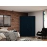 Manhattan Comfort Mulberry 2.0 Modern Corner Wardrobe Closet with 2 Hanging Rods in Tatiana Midnight Blue