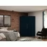 Manhattan Comfort Mulberry 2.0 Modern Corner Wardrobe Closet with 2 Hanging Rods in Tatiana Midnight Blue - Manhattan Comfort Mulberry 2.0 Modern Corner Wardrobe Closet with 2 Hanging Rods in Tatiana Midnight Blue