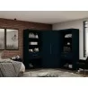 Manhattan Comfort Mulberry 2.0 Semi Open 3 Sectional Modern Wardrobe Corner Closet with 4 Drawers - Set of 3 in Tatiana Midnight Blue - Manhattan Comfort Mulberry 2.0 Semi Open 3 Sectional Modern Wardrobe Corner Closet with 4 Drawers - Set of 3 in Tatiana Midnight Blue