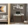 Manhattan Comfort Hampton 35.43 Home Office Desk with Solid Wood Legs in White - Manhattan Comfort Hampton 35.43 Home Office Desk with Solid Wood Legs in White