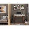 Manhattan Comfort Hampton 35.43 Home Office Desk with Solid Wood Legs in Off White