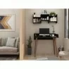 Manhattan Comfort Hampton 35.43 Home Office Desk with Solid Wood Legs in Black - Manhattan Comfort Hampton 35.43 Home Office Desk with Solid Wood Legs in Black